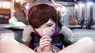 Overwatch - DVA Blowjob Swallowing Cum & Getting Creampied (Animation with Sound)