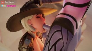 Futa Widow fucks Ashe's mouth softly (Overwatch 2 3d animation loop with sound)
