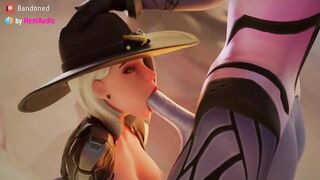 Futa Widow fucks Ashe's mouth softly (Overwatch 2 3d animation loop with sound)