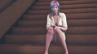 Chloe Price masturbates on the stairs at school