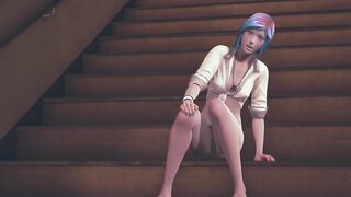 Chloe Price masturbates on the stairs at school