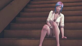 Chloe Price masturbates on the stairs at school