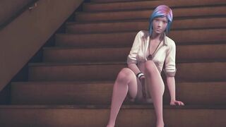 Chloe Price masturbates on the stairs at school