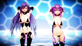 MMD R18 Iris Heart x Purple Heart Bikini Dance