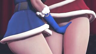 Girls in Christmas costumes masturbate each other's pussies and cum