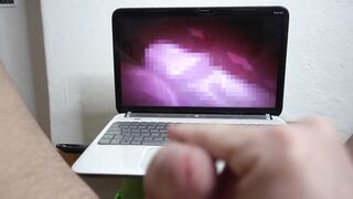 Hot Married Man Watches Hentai Jerk Off Big Cock & Moans With Pleasure Such A Large Amount Of Cum