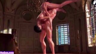 Milf fucks muscular man eager for pussy and he cums all over her firm ass | 3D Hentai Animations|P69