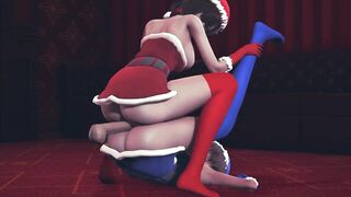 Christmas Girls Threesome Sandwich Position