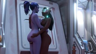 Overwatch Parody - Futa Symmetra fucks Widowmaker on Dropship