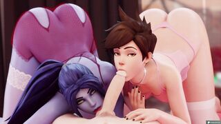 Spending The Whole Day Fucking With Widow And Tracer (Overwatch) - Sex Animation, Rule 34, 60 fps, 120 fps
