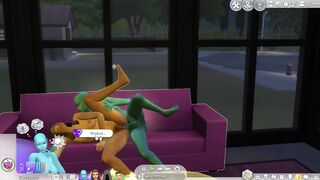 Sims 4: Fucking an Alien on Couch