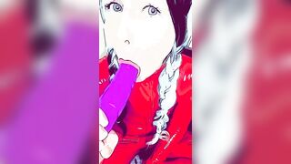 Sucking on Dildo