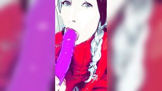 Sucking on Dildo