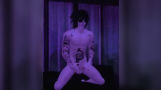 Kayden cums while masturbating solo in VR