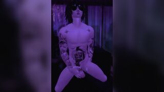 Kayden cums while masturbating solo in VR