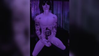 Kayden cums while masturbating solo in VR