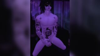 Kayden cums while masturbating solo in VR