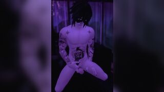 Kayden cums while masturbating solo in VR