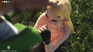 Zelda sucks Link under a tree in Hyrule