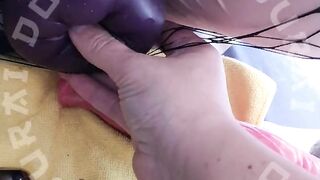 Crossdresser sissy doll gets her prolapsed ass fingered and handjob