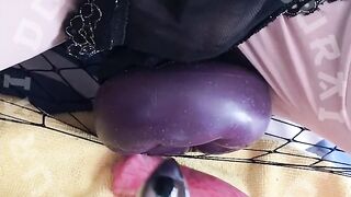 Crossdresser sissy doll gets her prolapsed ass fingered and handjob