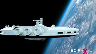 Cyber angel dickgirl fucks a sexy blonde in the space station