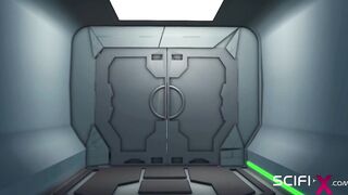 Cyber angel dickgirl fucks a sexy blonde in the space station