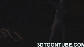 Busty 3D cartoon babe sucks cock and gets fucked