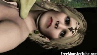 3D elf babe getting fucked in the woods by a goblin