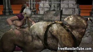 3D babe getting eaten out and fucked by an ogre