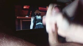 THE SCHOOLBOY IS WATCHING HENTAI, JERK OFF, TALKING DIRTY AND MOANS. POV