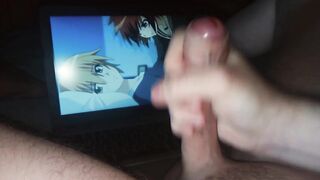 THE SCHOOLBOY IS WATCHING HENTAI, JERK OFF, TALKING DIRTY AND MOANS. POV