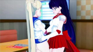 Sailor Moon and Sailor Mars - Lesbian Sex, Fingering, Eat Out, and Trib. Lesbian Hentai.
