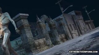 Sexy 3D Babe Fucked in a Graveyard by a Zombie