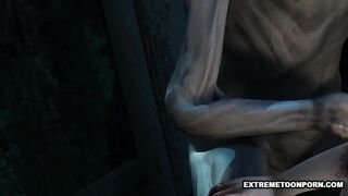 Foxy 3D cartoon zombie babe gets a double teaming