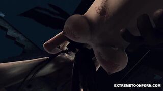 Foxy 3D cartoon zombie babe gets a double teaming