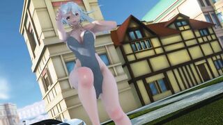 Mmd no Mercy to Haku Shameless Pussy Exposed to the Community thus Dirty old Man Happy to View her