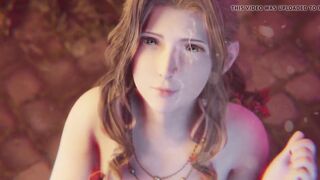 Aerith Gainsborough Handjob & Facial Red Dress