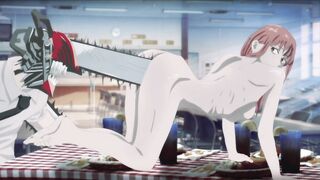 Makima pussy is pierced by a chainsaw by Denzi. Anime hentai man chainsaw