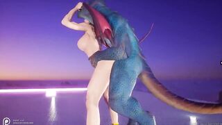 Succubus gets drilled by lizardbeast with 2 cocks and gets jizzed all over multiple times wildlife p