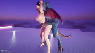 Succubus gets drilled by lizardbeast with 2 cocks and gets jizzed all over multiple times wildlife p