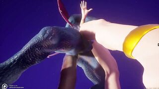 Succubus gets drilled by lizardbeast with 2 cocks and gets jizzed all over multiple times wildlife p
