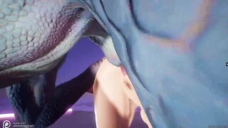 Succubus gets drilled by lizardbeast with 2 cocks and gets jizzed all over multiple times wildlife p