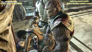 Kitana and Jade are fuktoys for the big bosses 3D Porn Animation