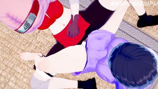 Lesbian Hinata Hyuga and Sakura Haruno from Naruto Spread their Legs for Final Squirt - Anime Hentai