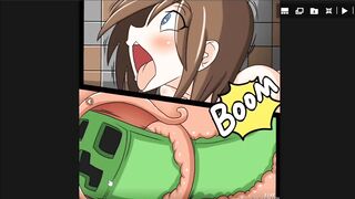 Minecraft Steve Jerking off watching Alex Get Gangbang by Creepers Comic Porn