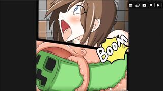 Minecraft Steve Jerking off watching Alex Get Gangbang by Creepers Comic Porn