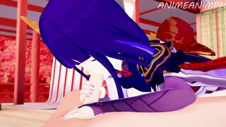 Lisa and Raiden Shogun from Genshin Impact Give Magic Training Until Creampie - Anime Hentai 3d