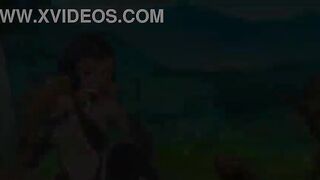 Cute blonde in hentai sex with man and green man in new erotic game video
