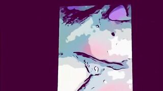 Can’t resist playing while cartoon wife taking huge cock ????????